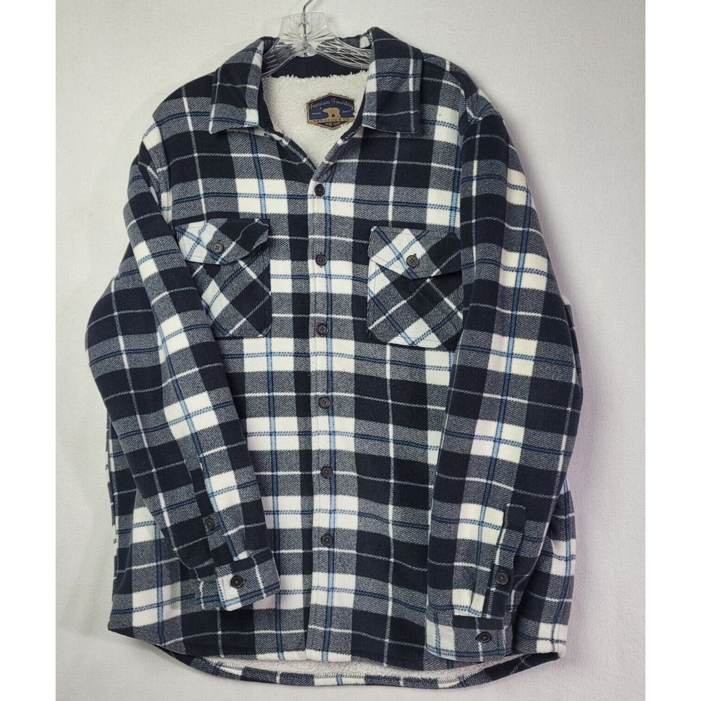 Freedom Foundry Sherpa Mens Size XL Jacket Black White Plaid Outdoor Flannel